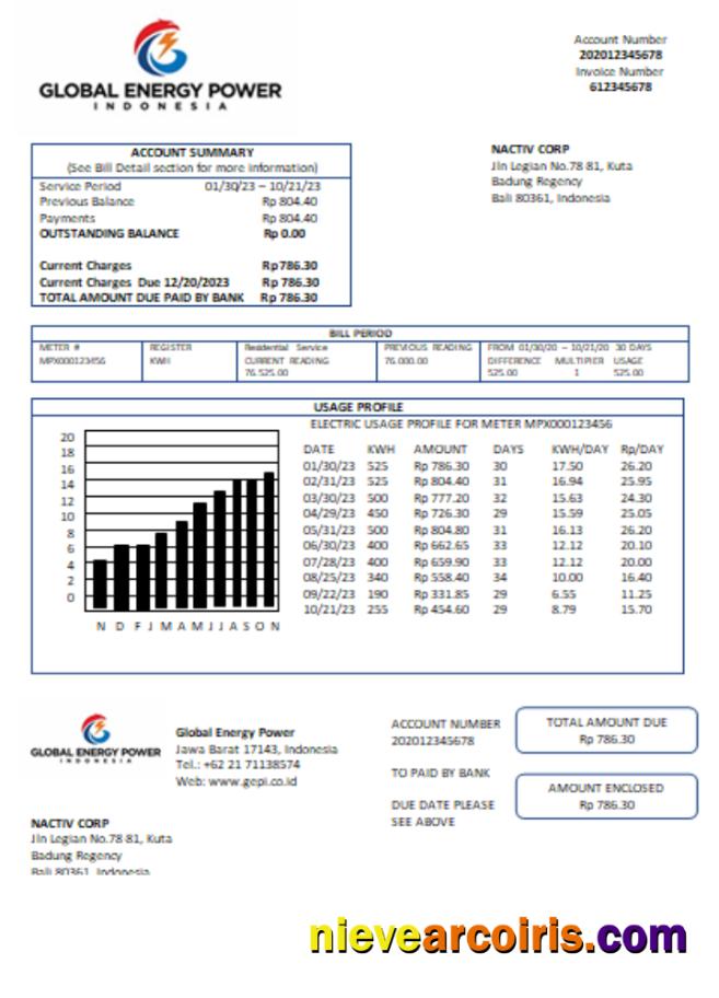 Global Energy Power utility business bill